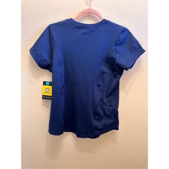 Wonderwink Navy Blue V Neck Stretch Scrup Top Size Small - Picture 6 of 6